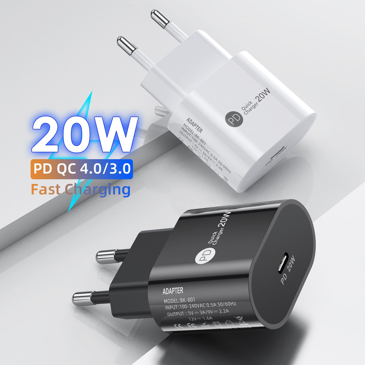 PD20W USB C Fast Charger 9V 2.2A Charging Head Compact