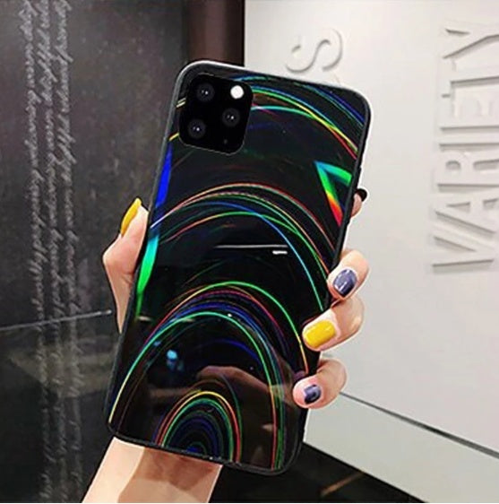 Rainbow Mirror 3D Glitter Gradient TPU Phone Case for iPhone 11–16 Pro Max Plus