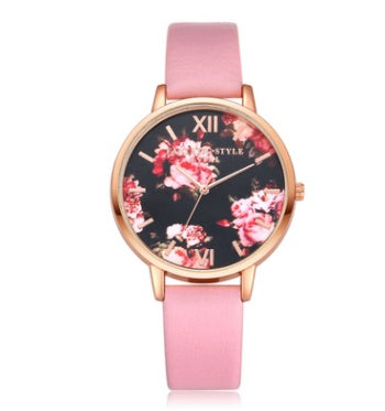 Rose Gold Leather Strap Women Watch Quartz Love Heart Dial