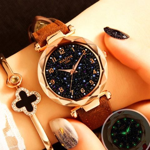Star Sky Rose Gold Women Quartz Luxury Wristwatch 35mm Dial