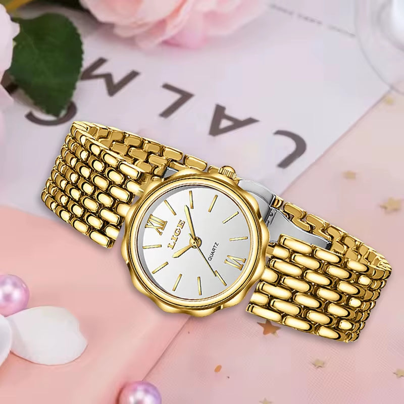 Luxury Top Brand Women'S Watches Elegant Fashion Gold Watch for Women Original Simple Quartz Waterproof Wristwatch Ladies