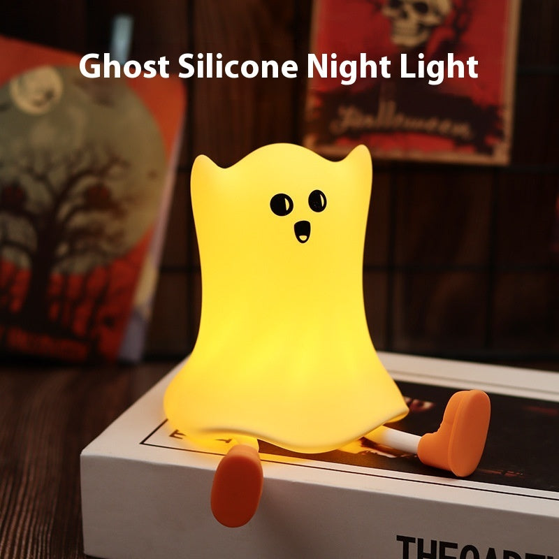 Halloween Silicone Ghost Bedside Lamp Touch Control Soft Glow Night Light