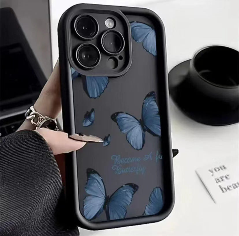 Blue Butterfly Edging Case For IPhone Drop Resistant