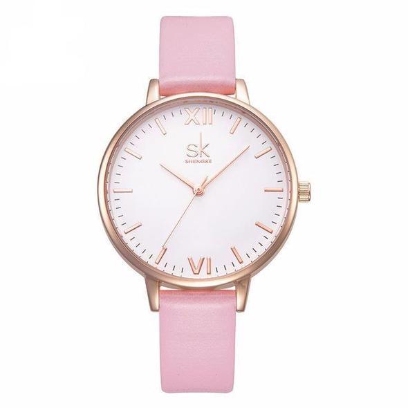 Shengke Victory SK0039 Ladies Quartz Watch Pink Alloy Case