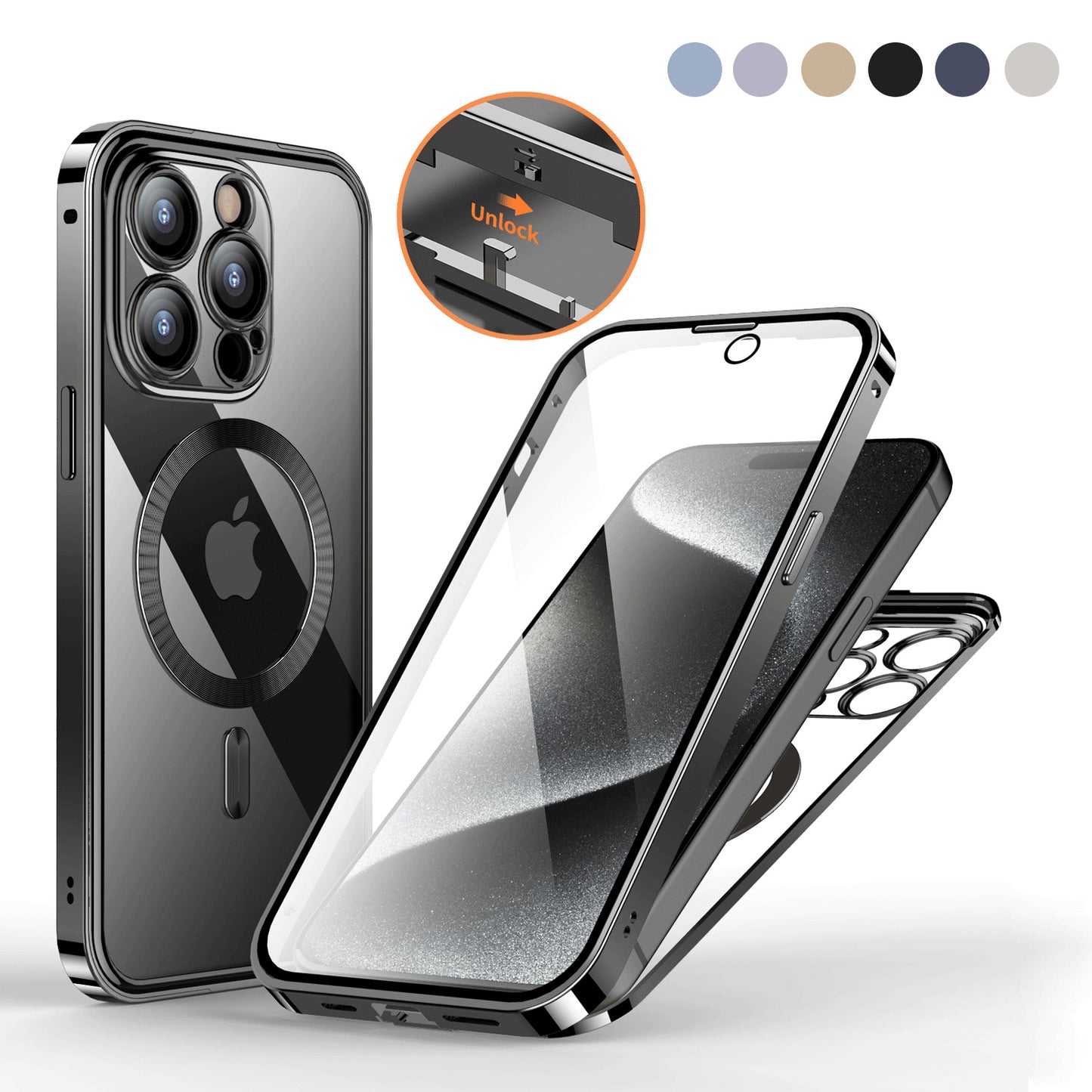 Metal Buckle Magnetic Phone Case With Wireless Charging