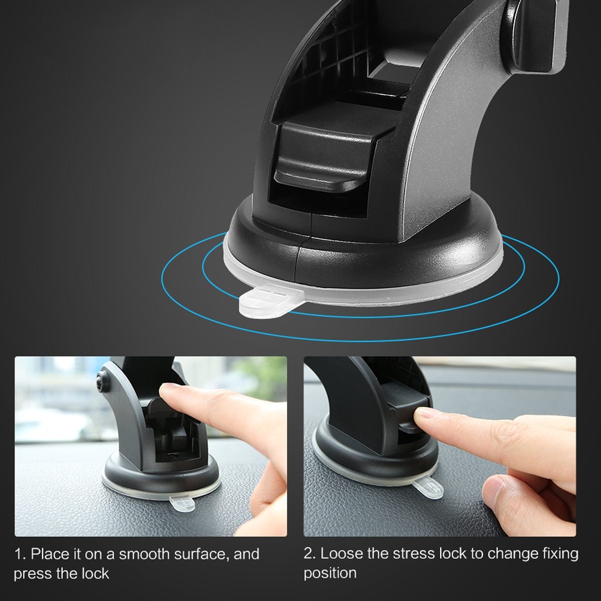 Telescopic Car Phone Holder With Suction Cup Mount Pro