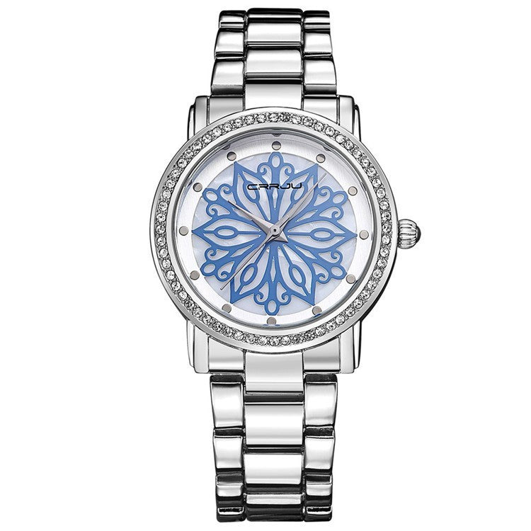Women's Diamond Quartz Watch With Steel Band Business