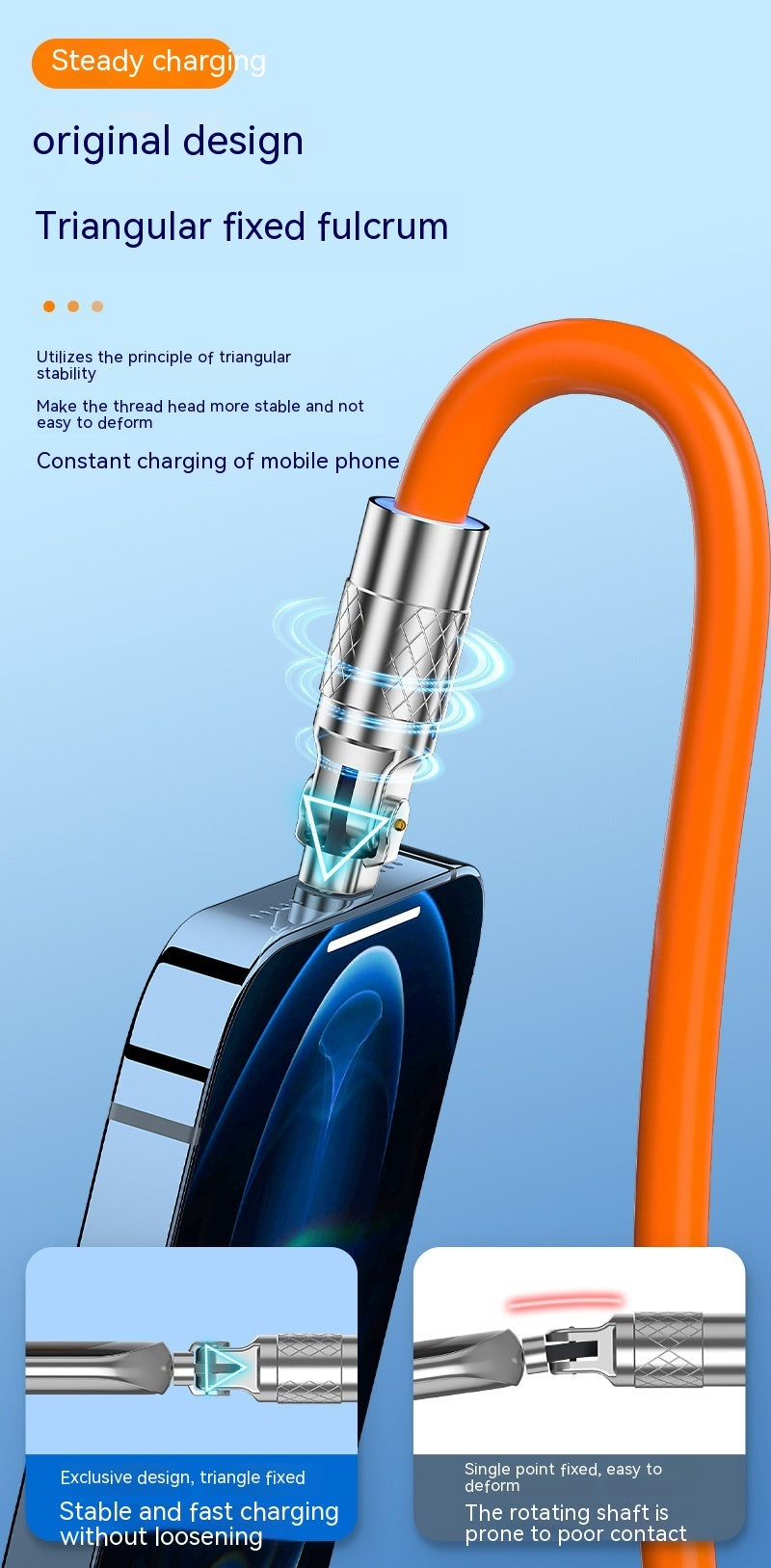 Mobile Game Rotating Elbow USB Cable Super Fast Charging
