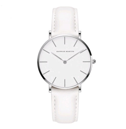 36mm Ladies Simple Waterproof Watch Korean White Belt