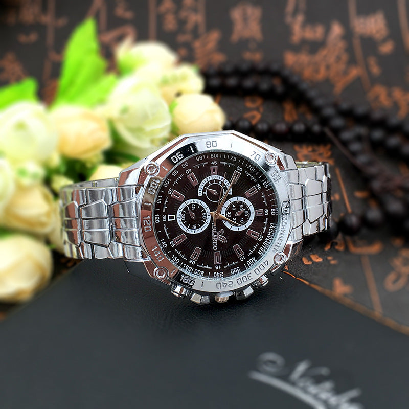 Classic Quartz Watch With Alloy Case And Steel Strap 42mm