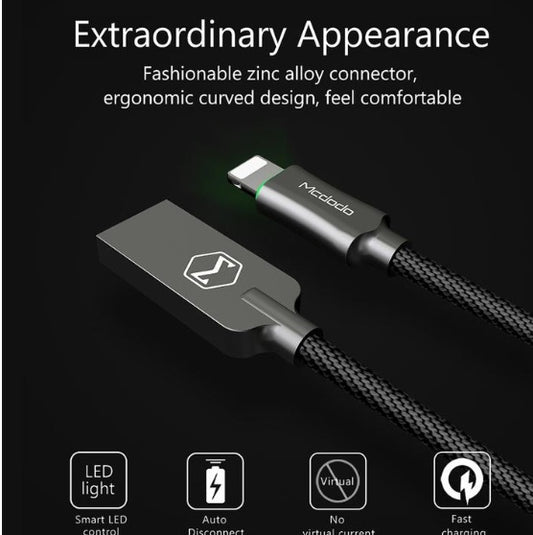 MCDODO Aluminum Alloy Braided Lightning Cable Fast Charge