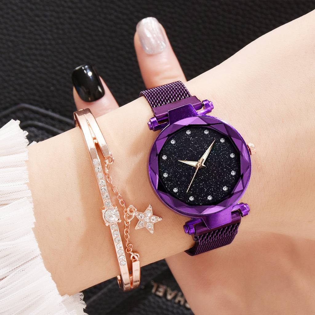 Luxury Women Watch Set With Bracelet Elegant Starry Sky