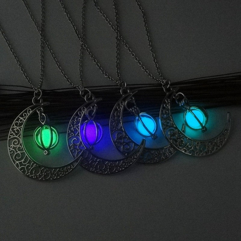 Women’s Luminous Moon Stone Necklace Natural Healing Pendant Glow Jewelry Gift