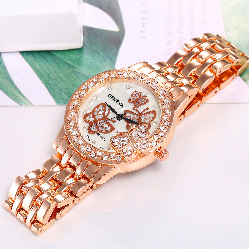 Diamond Butterfly Alloy Watch For Women Casual Quartz