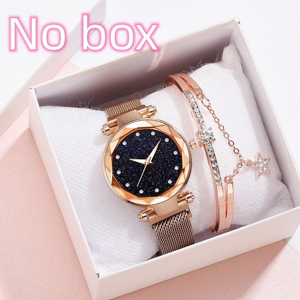 Luxury Women Watch Set With Bracelet Elegant Starry Sky