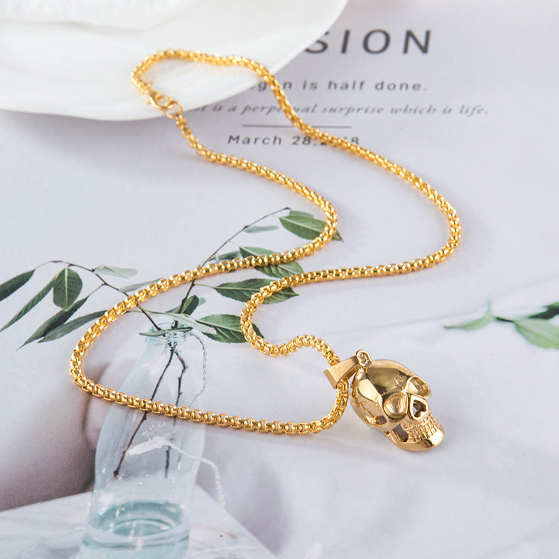 Halloween Skull Necklace Men Punk Style Titanium Steel Pendant Fashion Accessory