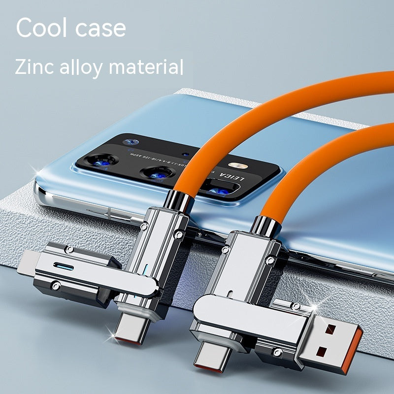 Orange Fast Charge USB Type C Lightning Cable 1m Zinc Alloy