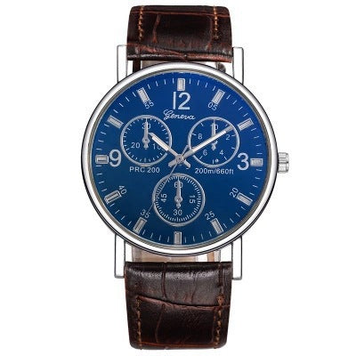 Blue Light Glass Unisex Casual Watch – Decorative Leather Band Fashion Style