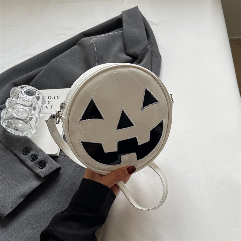 Halloween Pumpkin Round Bag Women Girls Cute Funny Small Shoulder Crossbody Purse