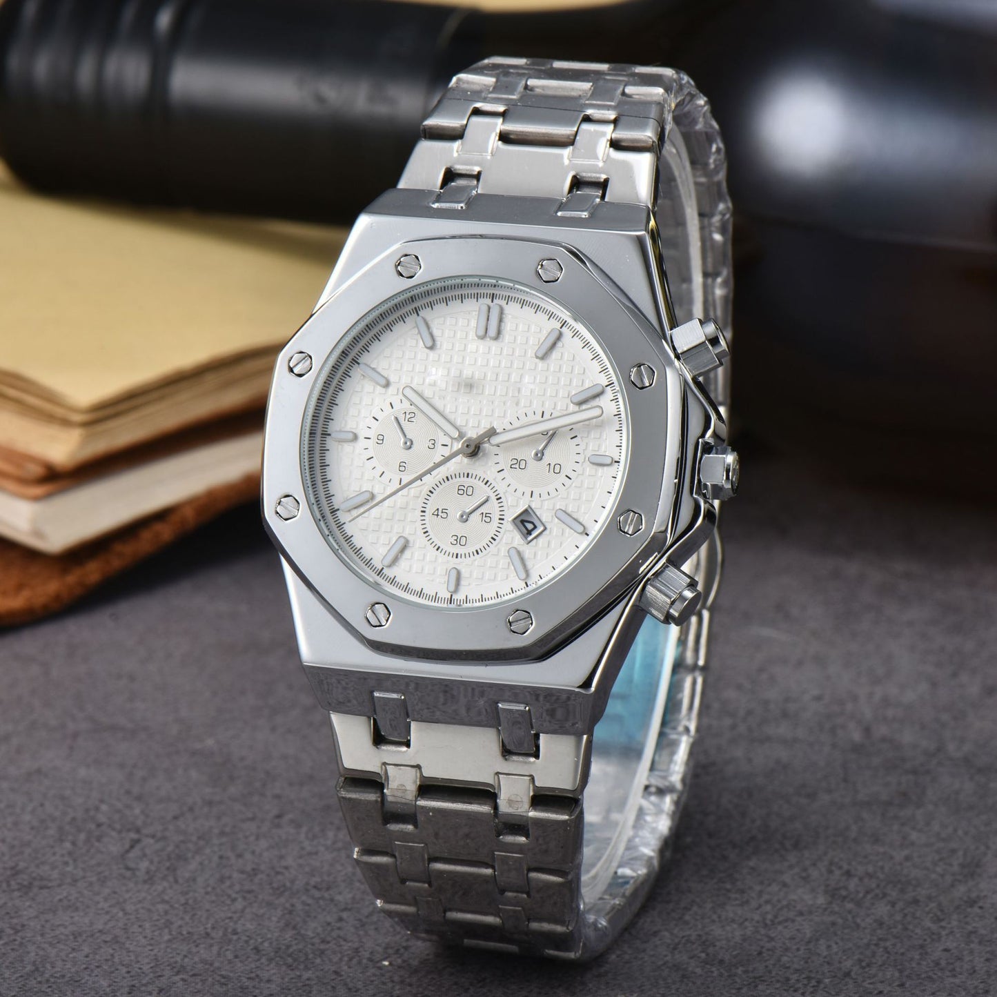 Men’s Stainless Steel Quartz Watch Analog Calendar Dress Casual Styles
