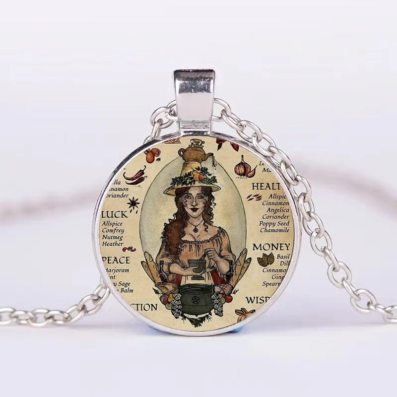 Halloween Pumpkin Ghost Bat Necklace Round Pendant Clavicle Jewelry for Men Women