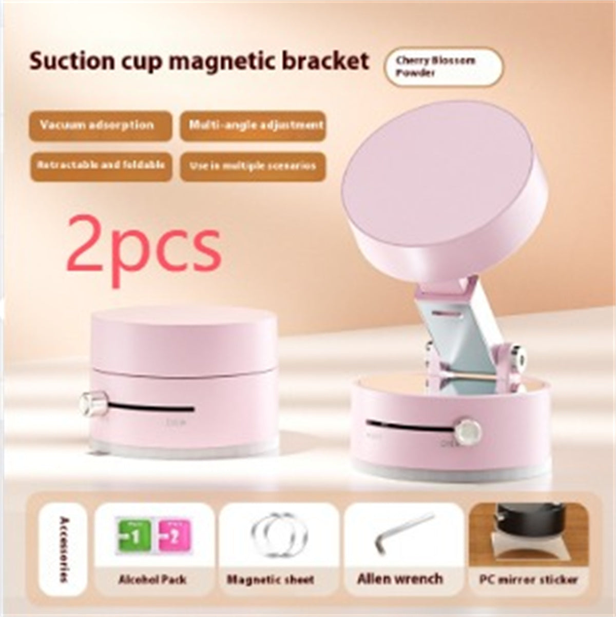 Foldable Magnetic Vacuum Car Phone Holder With Suction Cup