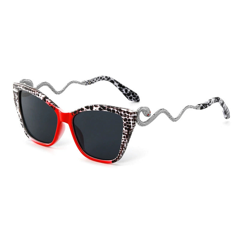 Retro Snake Temple Cat Eye Sunglasses for Women - Metal Frame UV400 PC Lens