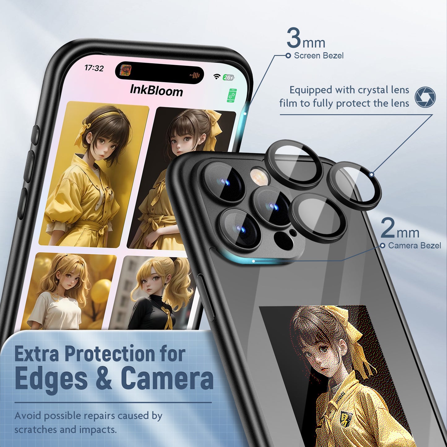 iPhone 15 Pro Max NFC E-Ink Screen Flip Case Smart DIY Custom Cover