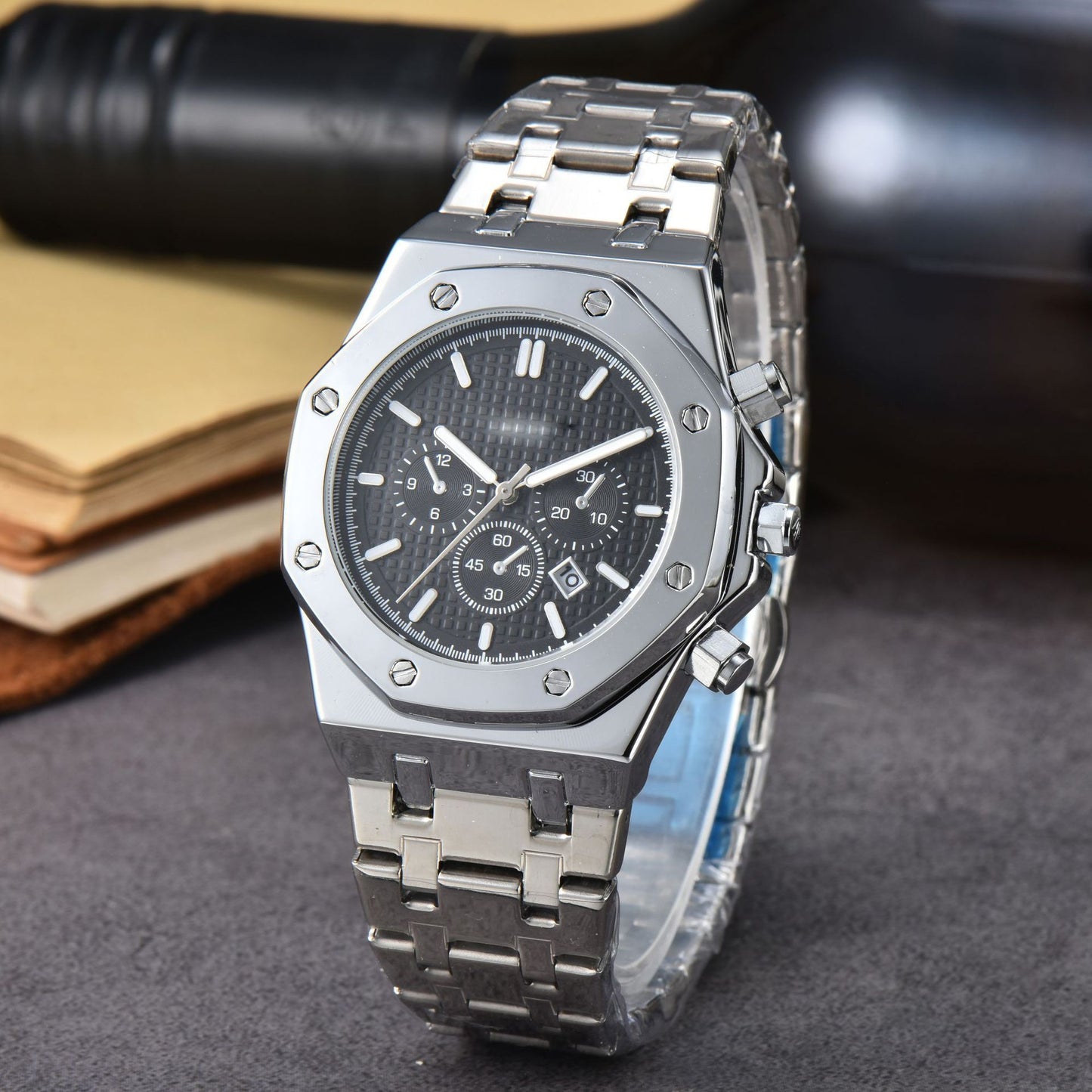 Men’s Stainless Steel Quartz Watch Analog Calendar Dress Casual Styles