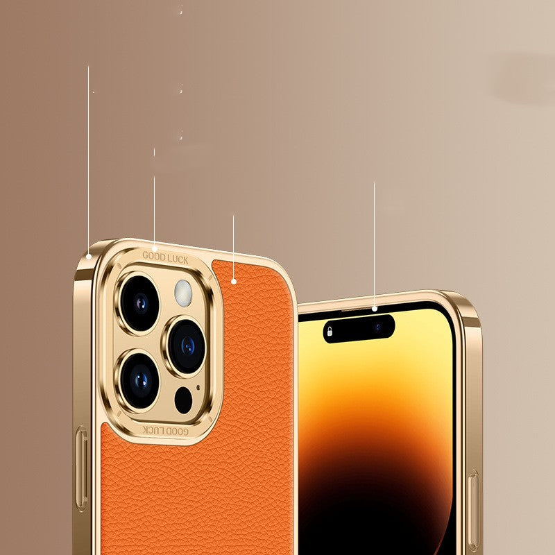 Genuine Leather Phone Case Electroplate SoftEdge Shockproof
