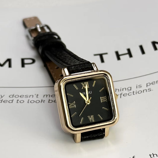 Vintage Small Square Watch Famous Brand Women Quartz Watch Luxury Gifts Ladies Clock Red Leather Strap Wristwatches Dropshipping
