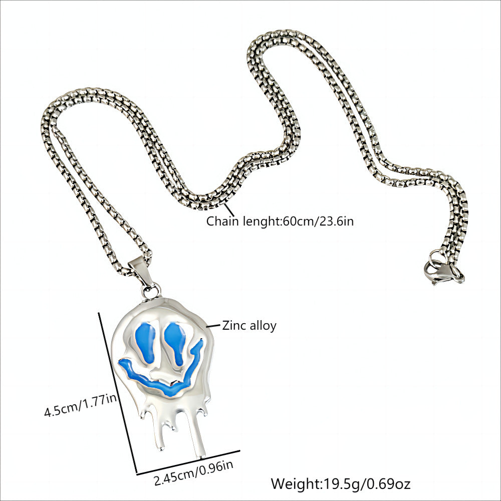 Halloween Ghost Necklace Zinc Alloy Noctilucent Glow Grimace Pendant Jewelry