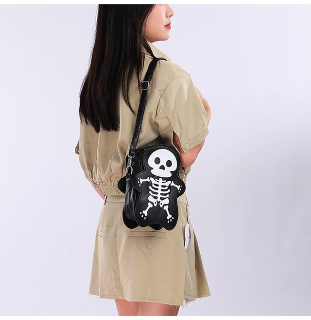 Halloween Spooky Skull Shoulder Bag Crossbody Purse for Women Small Phone Daily