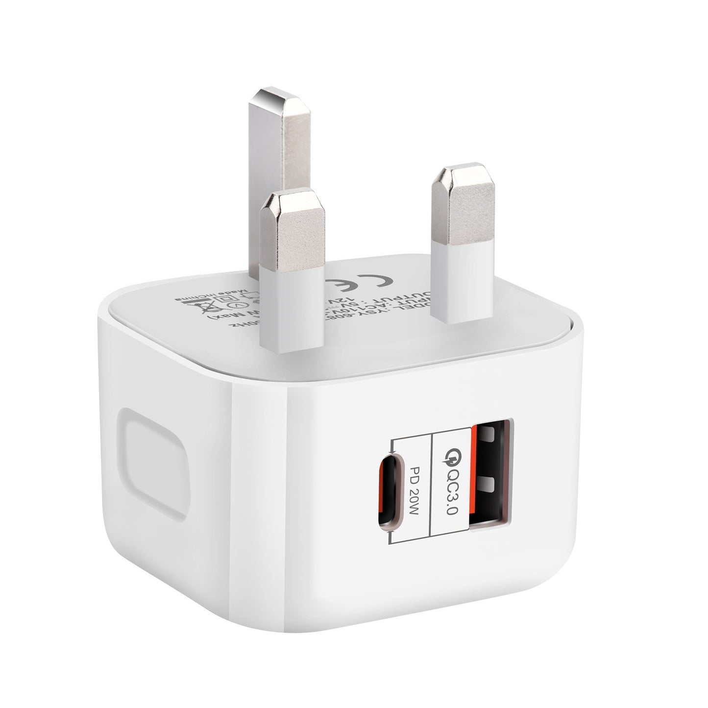 Dual Port QC3 PD20W Fast Charger For All Regions White