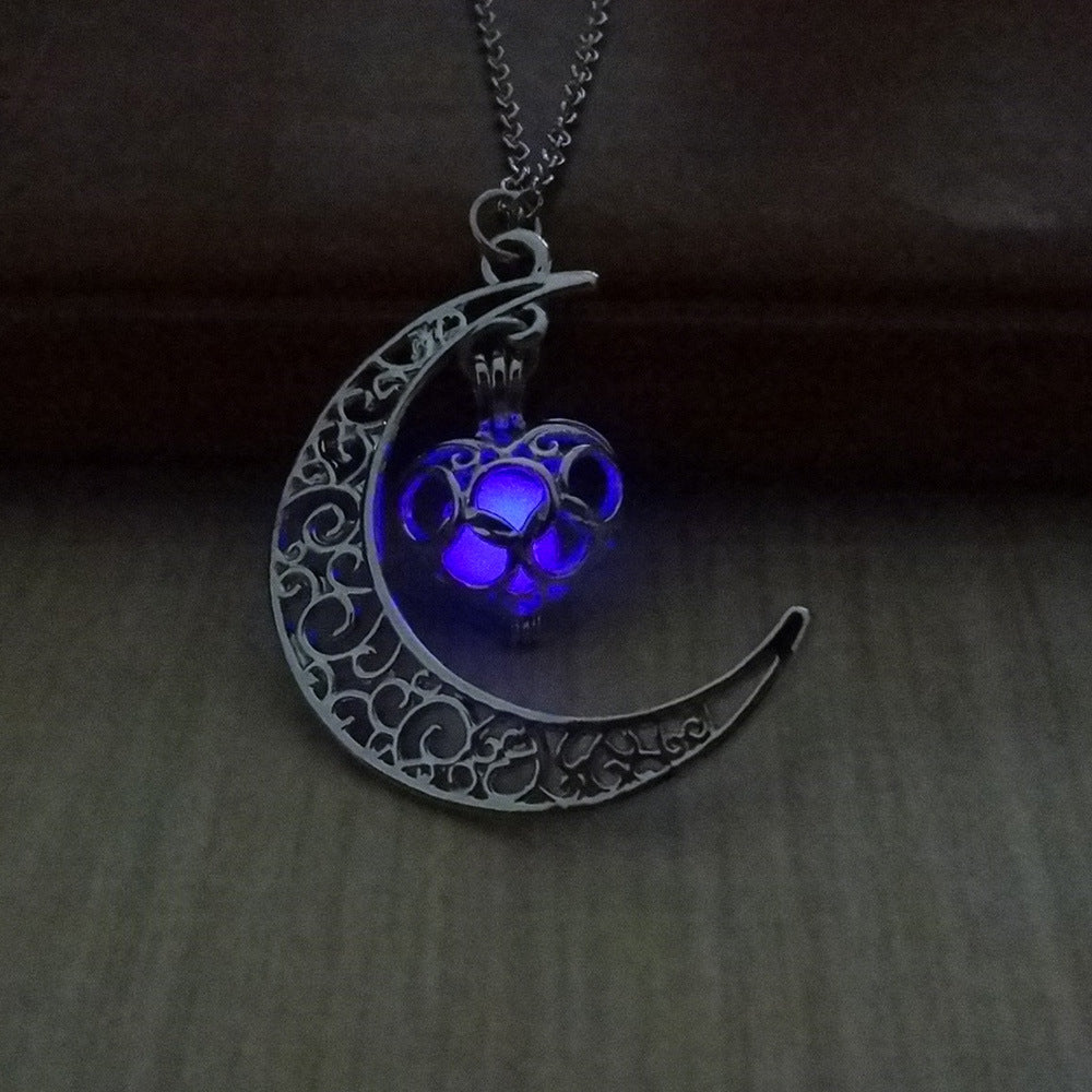 Glowing Pendant Necklace Silver Plated Chain Luminous Jewelry Gift for Women