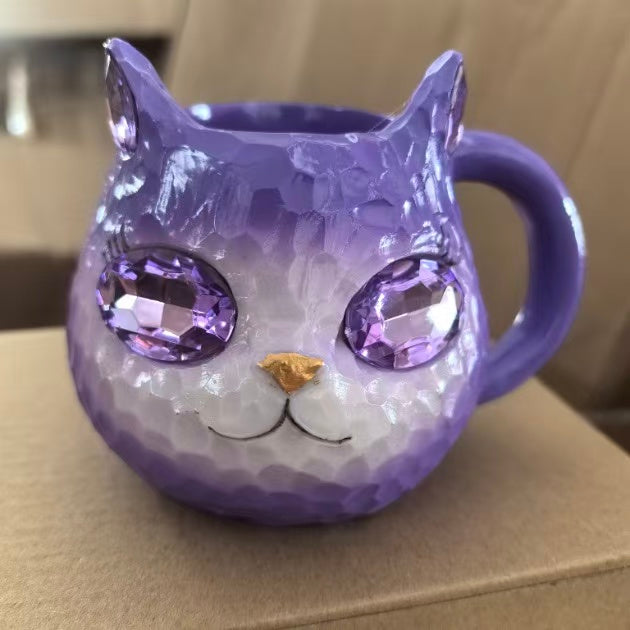 Halloween Geode Crystal Cat Mug Resin Craft Coffee Tea Cup Ornament