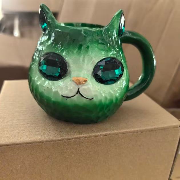 Halloween Geode Crystal Cat Mug Resin Craft Coffee Tea Cup Ornament