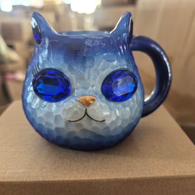 Halloween Geode Crystal Cat Mug Resin Craft Coffee Tea Cup Ornament
