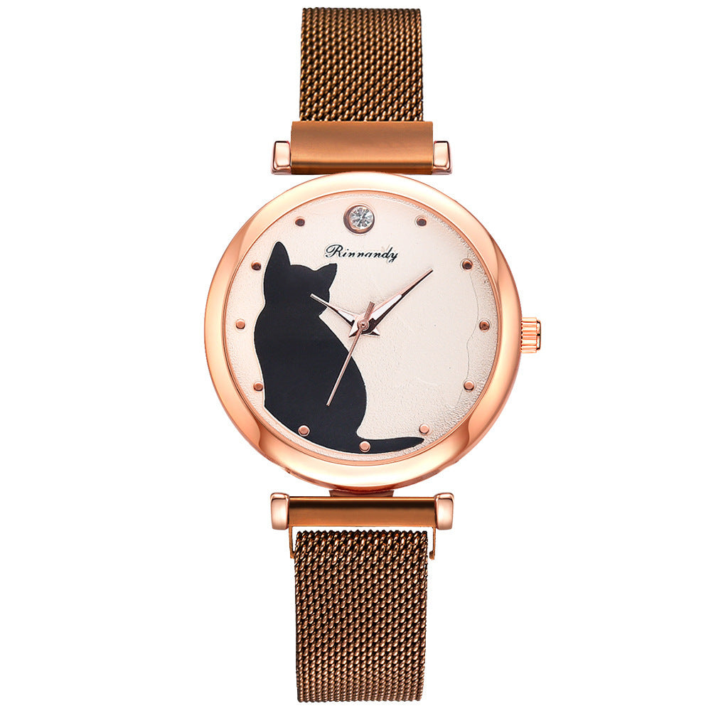 Women's Cat Watch Bracelet Set Fashion Quartz Timepiece