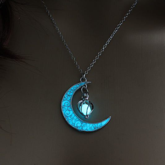 Glowing Pendant Necklace Silver Plated Chain Luminous Jewelry Gift for Women