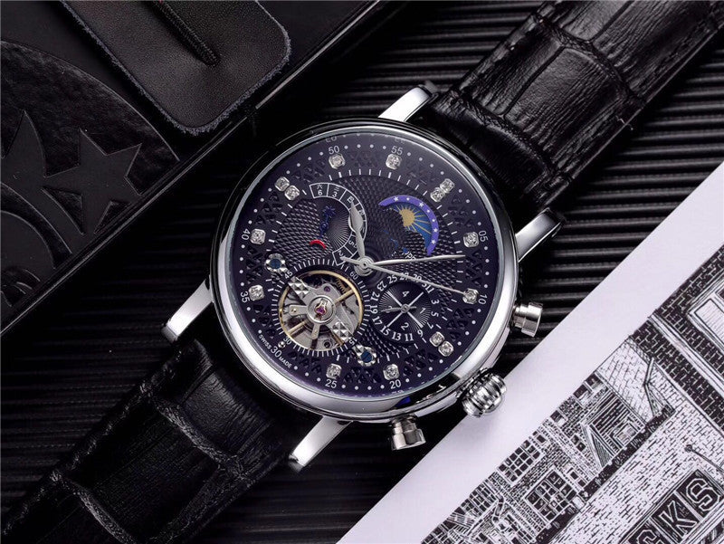 Men’s Tourbillon Mechanical Watch with Calendar 24 Hour Display Luxury Style