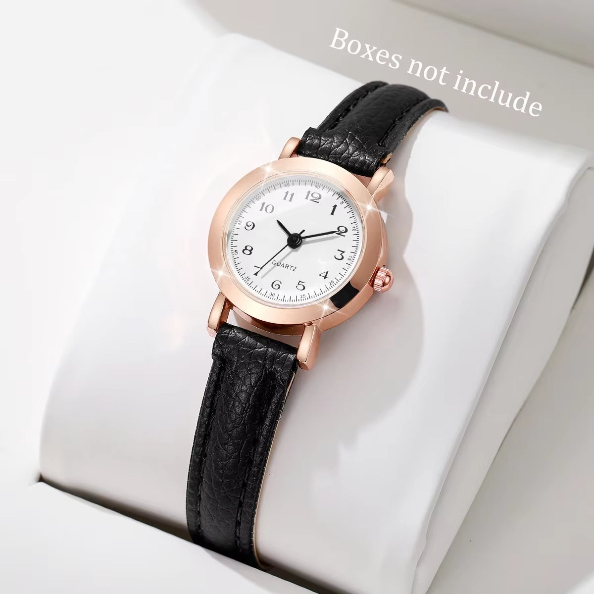 Elegant Women's Quartz Wristwatch with Leather Band and Minimalist Small Dial