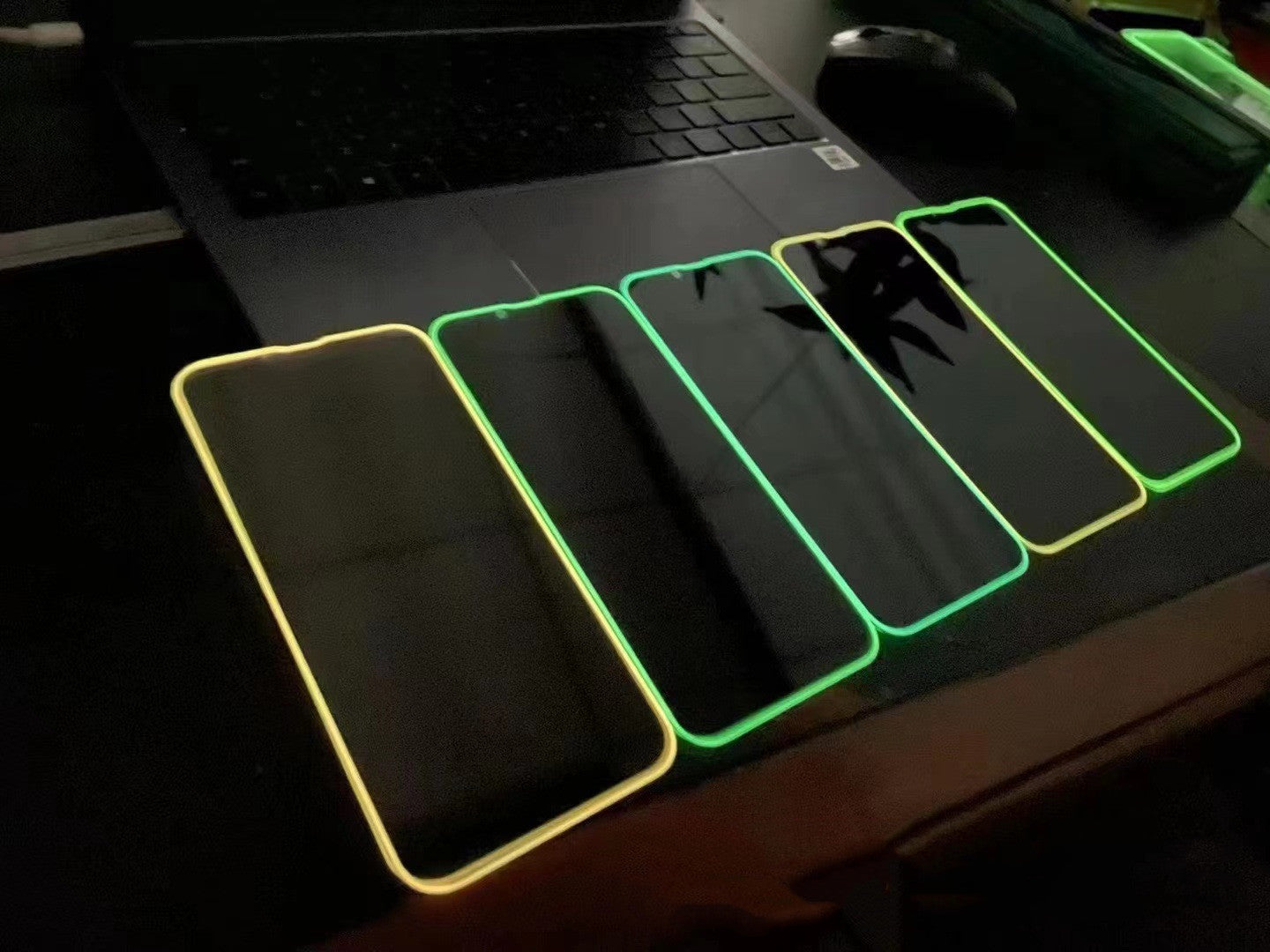 Fluorescent Tempered Glass Full Screen Protector Film for iPhone 6–14 Pro Max