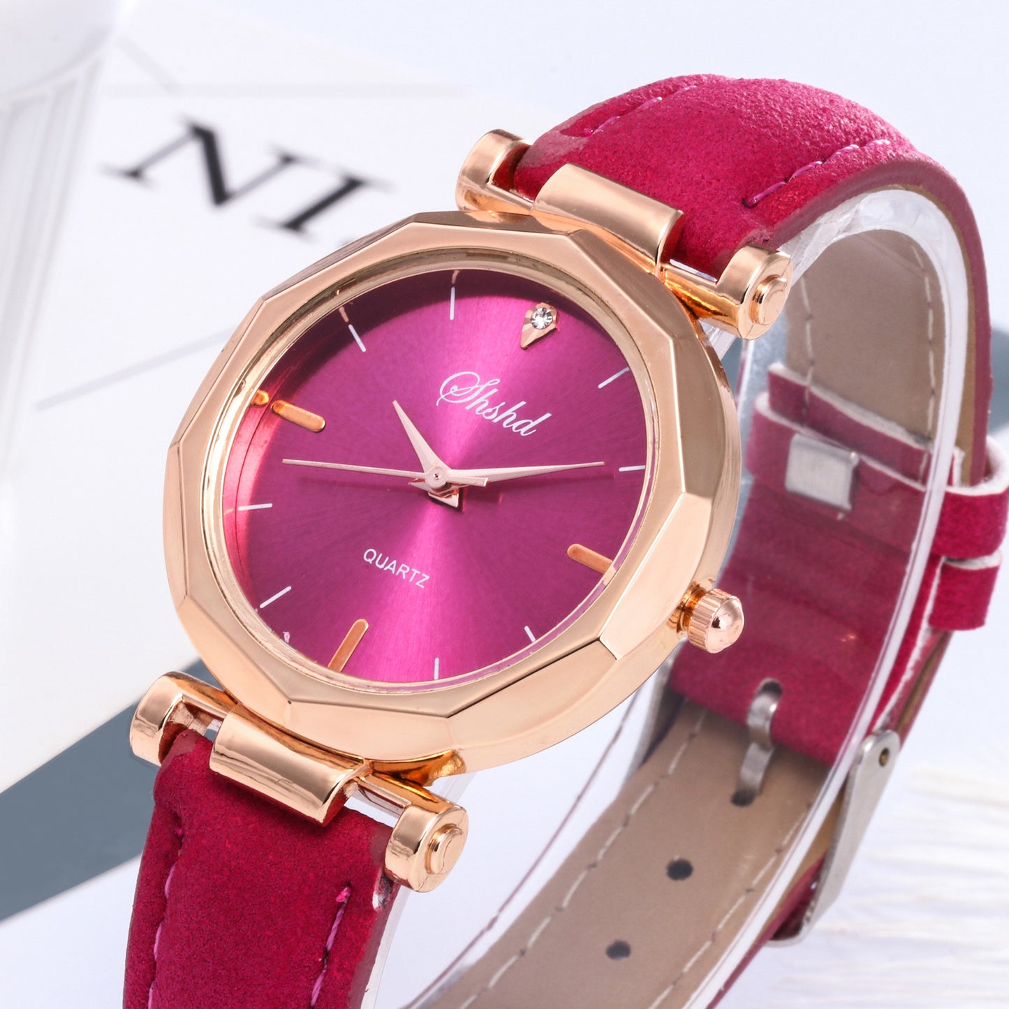 Ladies Casual Watches Korean Style White Dial Strap