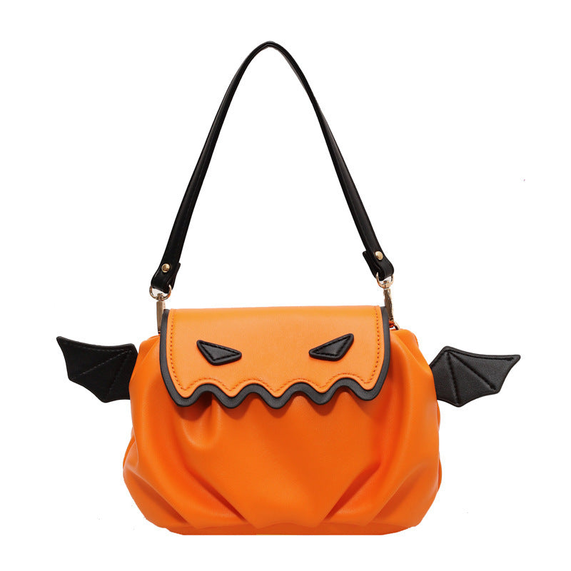 Halloween Pumpkin Crossbody Bag Bold Winged Design Women’s Custom Fit Purse