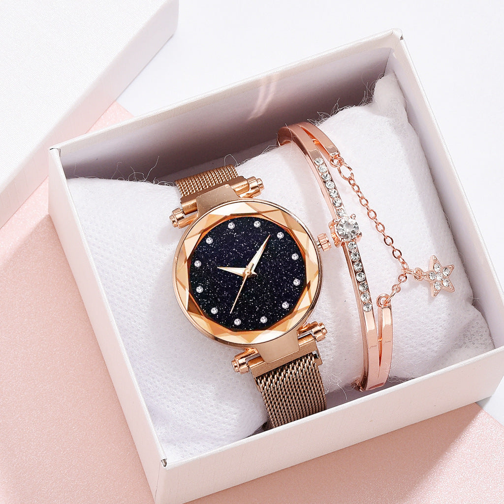 Luxury Women Watch Set With Bracelet Elegant Starry Sky