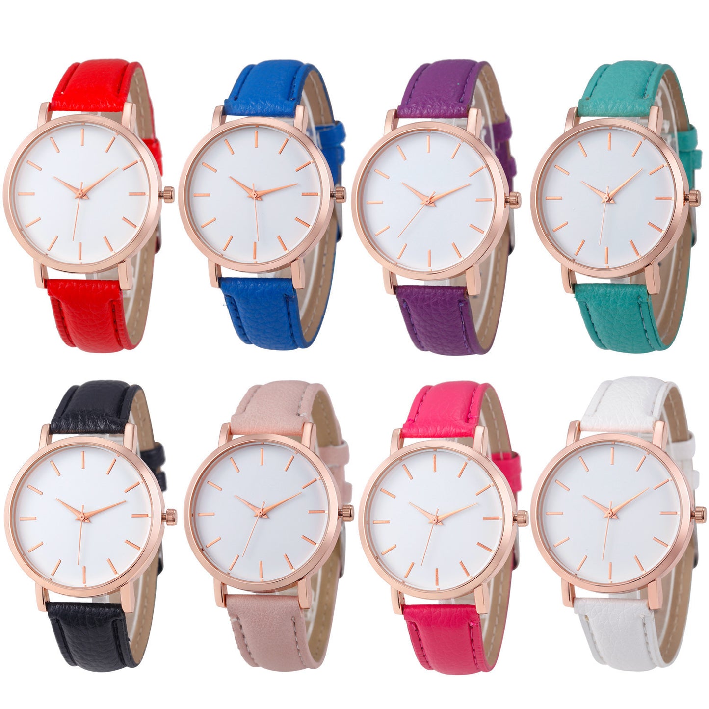 Quartz Watch PU Leather Strap Alloy Case 35.5mm 19mm Band