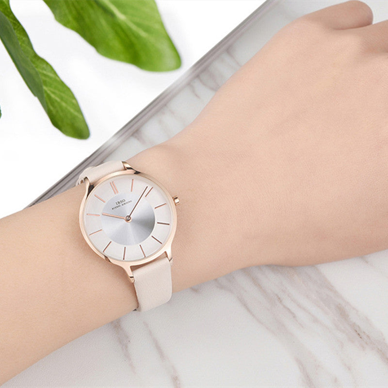 Womens Elegant Waterproof Quartz Watch With Leather Strap