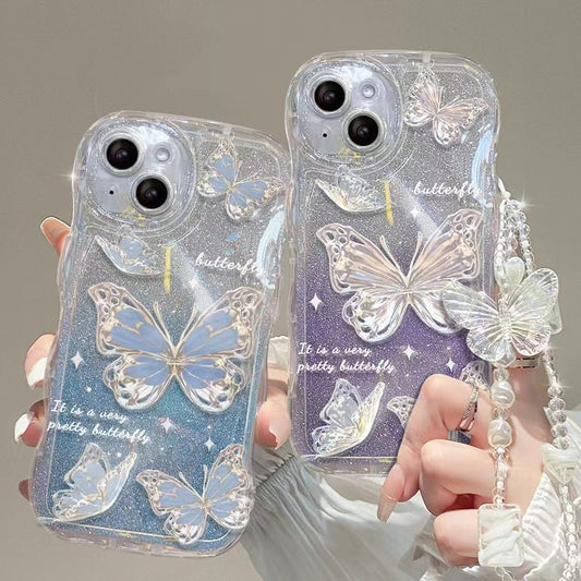 Fairy Butterfly Gradient Phone Case Transparent Protective Cover for iPhone X–16