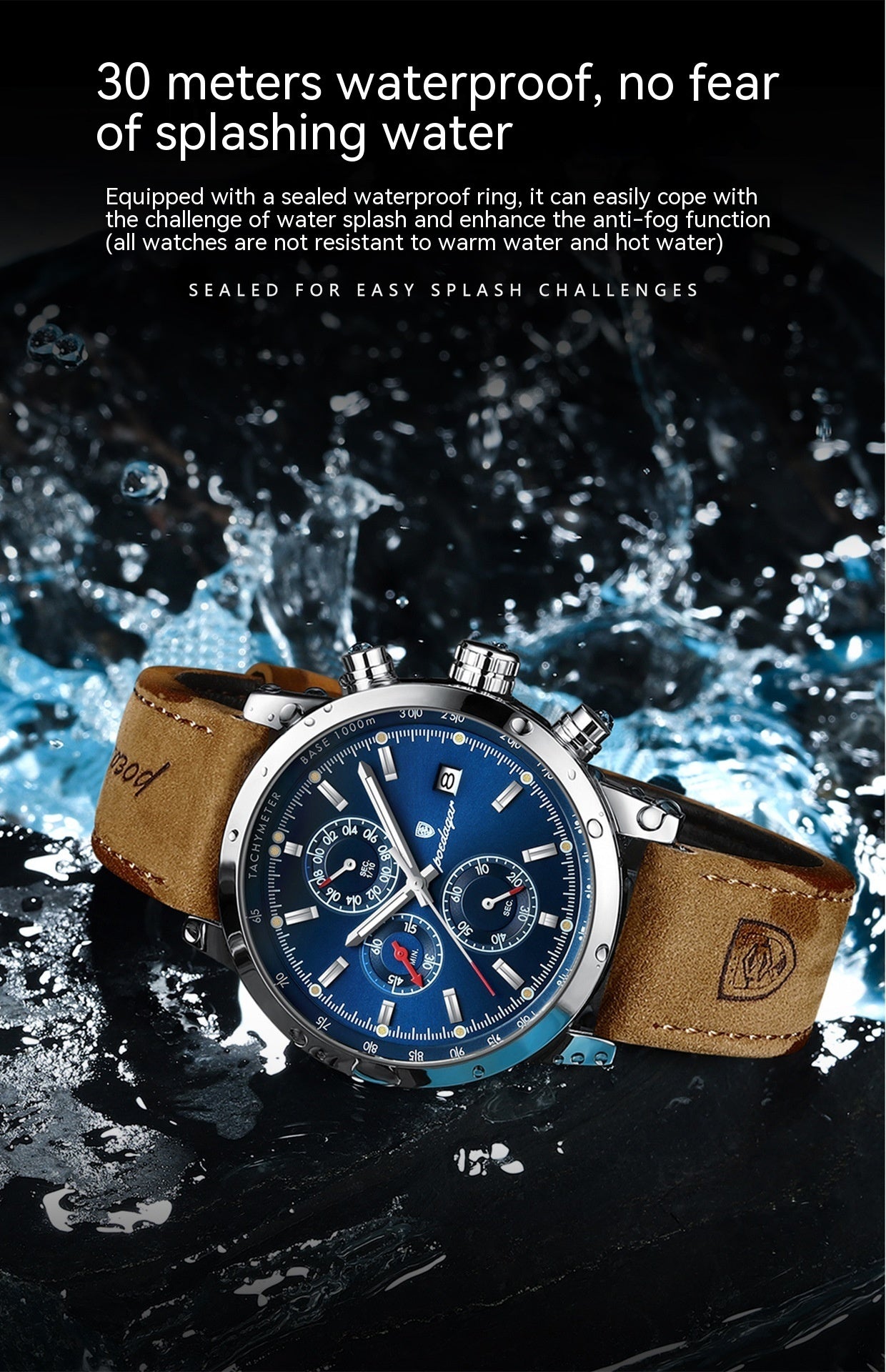 Waterproof 50m Men’s Sports Quartz Watch – Bold Dial, Multiple Color Choices